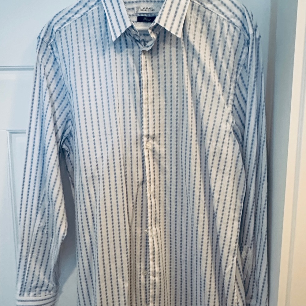 Versace Collection White and Blue Patterned Shirt! New, never worn